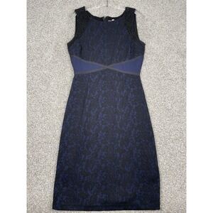 Anthropologie MOULINETTE SOEURS‎ Navy Black Lace Midi Pencil Dress Skirt Sz 12